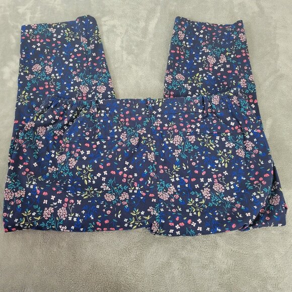 Talbots Womens Pants 20W Plus Capri Blue Floral Zip Fly Comfy Pockets FLO31E - Picture 5 of 9